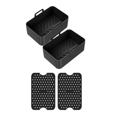 4 PCS Silicone Pot Set for Dual Air Fryer, Non Stick Air Fryer Silicone Basket, for Air Fryer