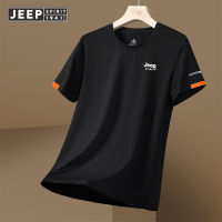 JEEP SPIRIT 2023เสื้อยืดผู้ชายใหม่,เสื้อแขนสั้นผ้าไหมน้ำแข็งเท่ๆลำลองเข้ากับทุกชุด