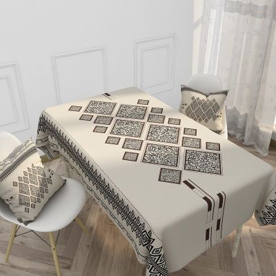 Waterproof Cotton and Linen Tablecloth Household Ethnic Style Simple Pattern Hotel Tablecloth Rectangular Kitchen Tablecloth
