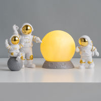 3Pc Astronaut Decor Action Figures and Moon Home Decoration Resin Astronaut Statue Room Office Desktop Decor Presents Boy Gift
