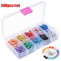 500pcs/Set Plastic Map Tacks Push Pins Head With Steel Point Thumbtack Office School Push Pins Board Calendar Mark Plastic Head Clips Pins Tacks