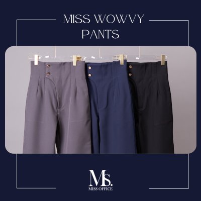 Missoffice (Best Seller) กางเกงขายาว กางเกงขากระบอกเล็กแต่งกระดุม กางเกงใส่ทำงาน (MP-112)