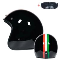 หมวกวินเทจแบบเปิดหน้าหมวกกันน็อคสไตล์วินเทจย้อนยุคครึ่ง Casco Mopeds Vespa Rbike นักบินเจ็ทแข่งรถ