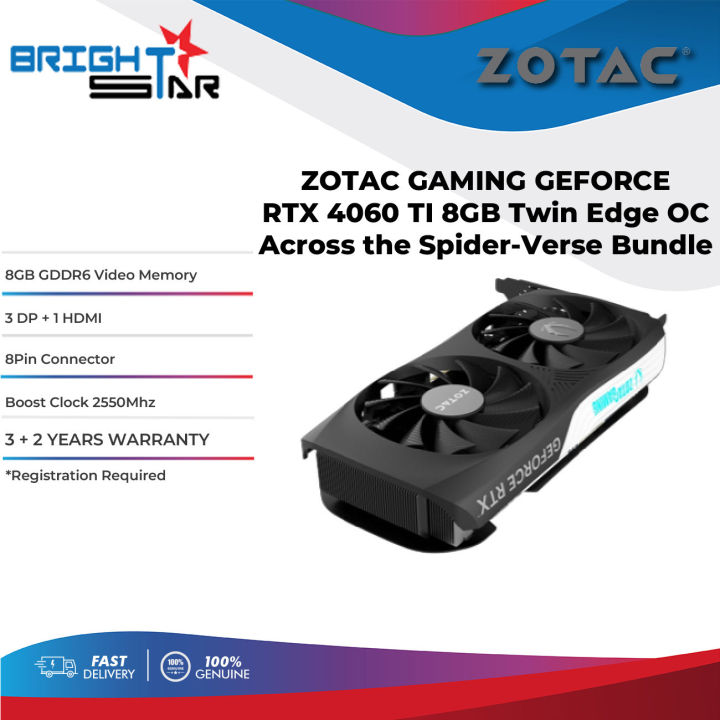 ZOTAC GAMING GeForce RTX 4060 Ti 8GB Twin Edge OC SPIDER-MAN