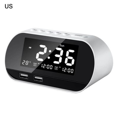 【Worth-Buy】 จอแสดงผลปฏิทินอุณหภูมิวิทยุไร้สายอัจฉริยะสีขาวนาฬิกาปลุกที่ชาร์จ Usb คู่ T2สำหรับเดสก์ท็อปในห้องนอน