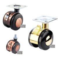 4Pcs 2" Twin Swivel Wheel Furniture Cabinet Caster Castor Metal Plate/ M8 Thread Bolt Mount Brake Zinc Red Copper Chrome Gold