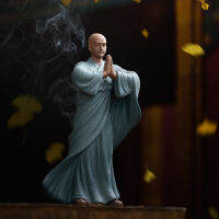 ทรายสีม่วง Zen Little Monk พุทธ Shami การทำสมาธิประติมากรรมเซรามิค Figurines Tearoom เดสก์ท็อปอุปกรณ์ตกแต่ง Gift