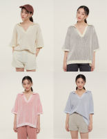 (สินค้าจัดส่งในวันที่ 16 ตุลาคม) Hounddown - Soba oversized knit polo เสื้อโปโลทอไหมพรม ทรงโอเวอร์ไซส์