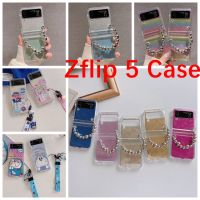 เคสโทรศัพท์พับได้สำหรับ Samsung Galaxy Z Z Flip 5 ZFlip 4 ZFlip-3หน้าจอพับได้เคสโทรศัพท์เป็นคู่ป้องกันการตกเคสลายการ์ตูนหยักสร้อยข้อมืออานิเมะ3D SpongeBob