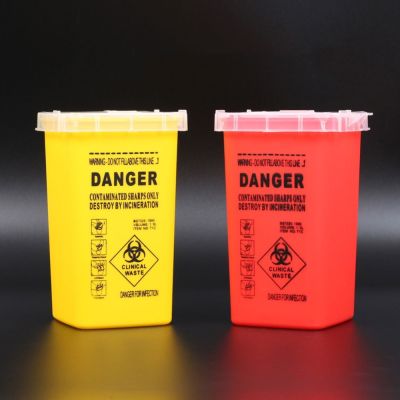 【LZ】✕  1 pces amarelo/vermelho tatuagem médica plástico sharps recipiente biohazard agulha eliminação 1l tamanho caixa de resíduos para tatuar artistas
