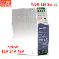 MEAN WELL ซีรีส์ WDR-120อินพุตกว้างพิเศษราง Din อุตสาหกรรม120W แหล่งจ่ายไฟแบบบาง WDR-120-12 WDR-120-48 WDR-120-24