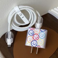 USB Cable Protector Data Line Bite Fast Charging Case For iPhone 18/20W Head Winder Head Cord Case Cover Cute Smiley Ins Fundas