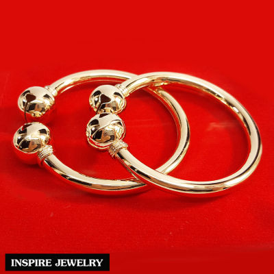 Inspire Jewelry ,กำไลข้อเท้าเด็ก กระพรวนคู่ Pink Gold สวยหรู กลมเกลี้ยง