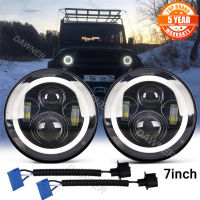 7 Inch LED Headlight DRL Hi/Lo Beam 50W 30W Halo Ring Amber Angel Eye For Niva Motorcycle Lada Offroad 4x4 UAZ 12V 24V