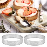 8 Pack Stainless Steel Tart Rings, Heat-Resistant Perforated Cake Mousse Ring,Cake Ring Mold,Round Cake