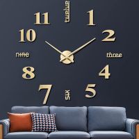2023 Large Frameless DIY Wall Clocks 3D Mirror Wall Clock Stickers Modern Silent Wall Clock for Living Room Bedroom Office Decor