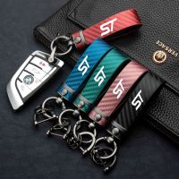 For ford st LINE stline car accessories high-grade carbon fiber leather car keychain Key Ring can be customized logo