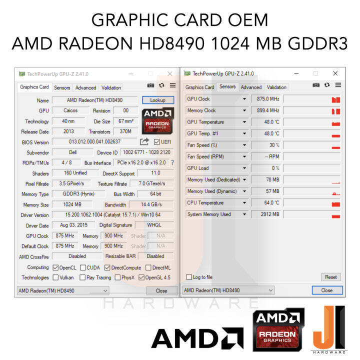 graphic-card-amd-radeon-hd-8490-1024mb-64-bit-gddr3-oem-สินค้ามือสองสภาพดีมีการรับประกัน