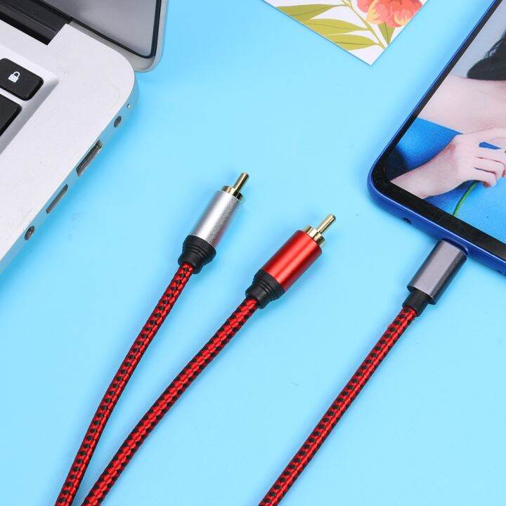 kabel-audio-usb-tipe-c-laki-laki-ke-2-kabel-audio-laki-laki-rca-untuk-xiaomi-huawei-tablet-speaker-amplifier-tv-0-5m-1m-1-5m