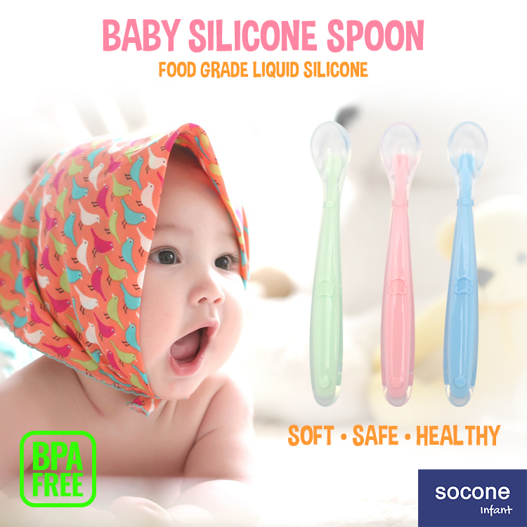 Kids Toddler For Training Food Tableware Feeding Silicone Spoon Baby Soft 
