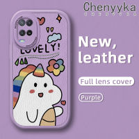 เคส Chenyyka สำหรับ OPPO A54 4G A55 4G เคสลายการ์ตูนหลากสีน่ารักยูนิคอร์นนำโชคและเคสโทรศัพท์หนังนิ่มทนทานคลุมทั้งหมดเคสป้องกันกล้องกันกระแทกมีสีขอบนิ่ม