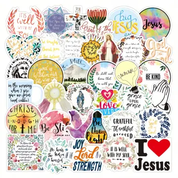 52pcs Bible Verse Stickers,Inspired Jesus Stickers,Christian Stickers Perfect for Water Bottle Laptop Scrapbooking Decals Christian Gifts