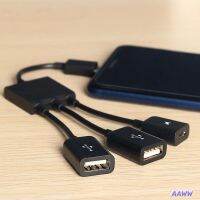 AAWW คีย์บอร์ดแฟลชไดรฟ์เมาส์โทรศัพท์มือถือ3 In1ตัวแปลง Micro USB HUB Host OTG สายอะแดปเตอร์