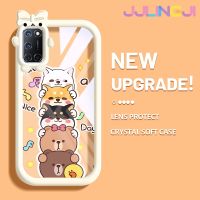 Jjlingji เคสสำหรับ OPPO A52 A72 A92 4G เคสการ์ตูนสัตว์มีความสุขสีสันสดใสน่ารักกล้องมอนสเตอร์น้อยนิ่มสำหรับเลนส์กันกระแทกแบบใสเคสมือถือความคิดสร้างสรรค์โปร่งใสเรียบง่ายฝาครอบป้องกันซิลิโคน