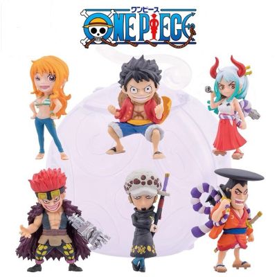 รูปหนึ่งชิ้น Gashapon Luffy Nami Eustass Action Figure Anime เด็ก Yamato รุ่น Q ทำมือของเล่นโมเดล Kawaii