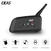 EJEAS V6 Pro หมวกกันน็อคมอเตอร์ไซต์ติดบลูทูธสื่อสารหูฟังอินเตอร์คอม850Mah Moto 1200M Interphone สำหรับ6ผู้ขับขี่