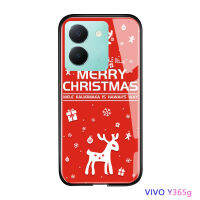 Volans สำหรับ Vivo Y36 Y36เคสกันกระแทก5G เคสโทรศัพท์คริสต์มาสต้นคริสต์มาสกวางกวางใหญ่กระจกเทมเปอร์ฝาครอบป้องกัน