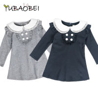 2021 Spring Autumn New Arrival Cotton Girl Korean Clothes Doll Collar Long Sleeved Casual Girls A-Line Mini Dress Kids Clothing