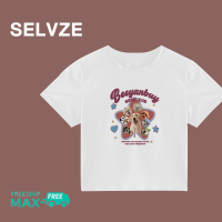 ฉบับภาษาเกาหลี SELVZE ของเสื้อยืดสั้นการออกแบบลูกสุนัขน่ารักลำลองสำหรับผู้หญิง