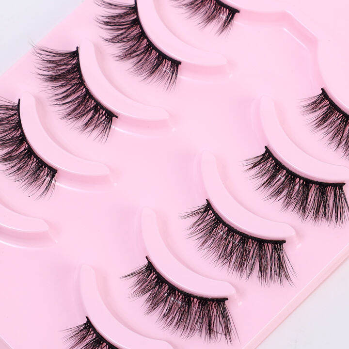 5คู่ครึ่ง-eey-ขนตา-faux-mink-ขนตาปลอม3d-fluffy-หนาขนตายาว-dramatic-volume-lashes-extension-เครื่องมือแต่งหน้า