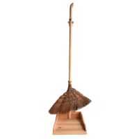 Chinese Style Palm Fiber Broom Solid Wood Dustpan Set Handmade Household Plam Sweeping Broom Stainless Steel Bundle Combination