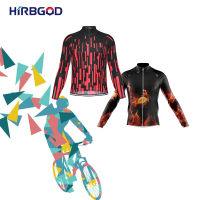 HIRBGOD Men Long Sleeve Cycling Jersey With Reflective Strips Bicycle Shirts Full Zipper Mountain Bike Jerseys MTB Clothing Wear