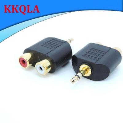 QKKQLA Shop Gold plated 3pole Stereo 3.5mm AUX male to 2 RCA Female Audio Adapter Splitter Connector for pc Speaker Earphone Headphone