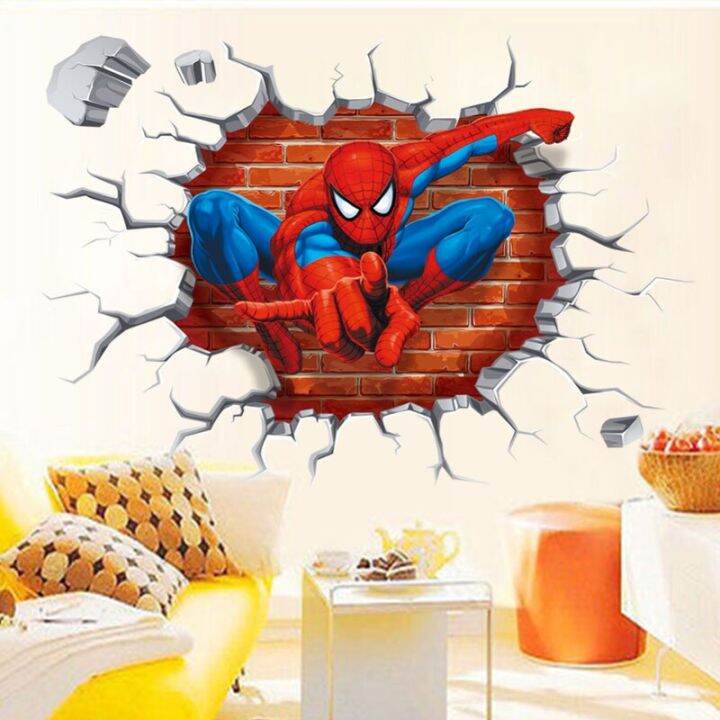 sale-nancarenko1977-3d-hole-ที่มีชื่อเสียงภาพยนตร์การ์ตูน-hero-spiderman-สติ๊กเกอร์ติดผนังสำหรับห้องพักเด็กของขวัญเด็กผ่าน-home-decor-ภาพจิตรกรรมฝาผนัง