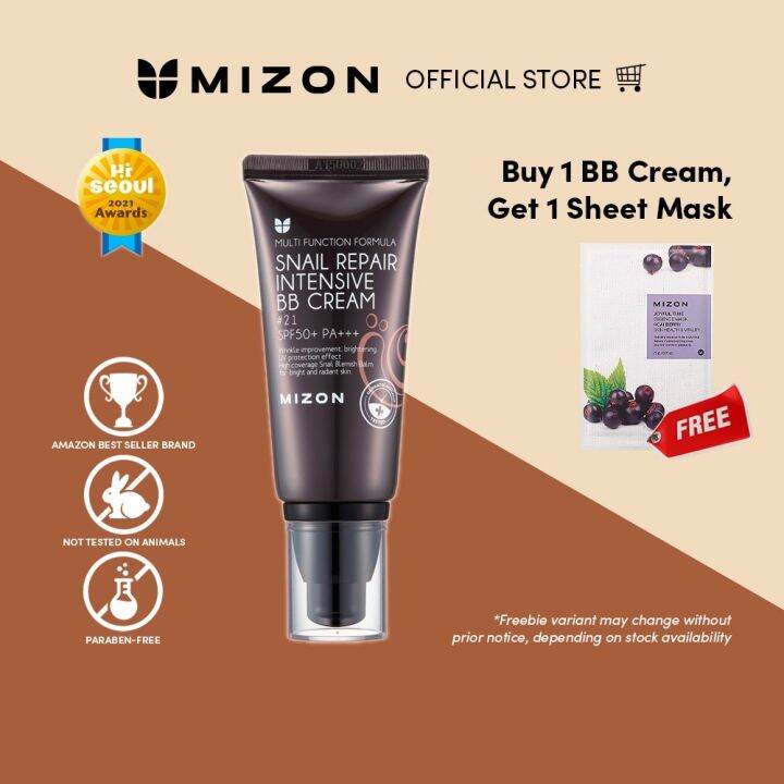 Mizon Snail Repair Intensive BB Cream 50ml FREE Acai Berry Sheet Mask
