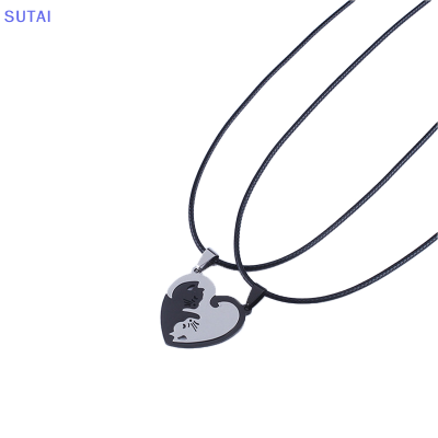 💖【Lowest price】SUTAI สร้อยคอแฟชั่นเข้าชุดพร้อมจี้สแตนเลสรูปหัวใจแมวสุดสร้างสรรค์เครื่องประดับคู่รักมิตรภาพ1คู่