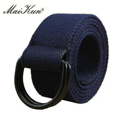Maikun Uni Double Ring Buckle Waistband Casual Canvas Belt For Jeans