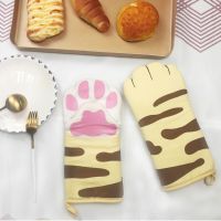 2Pcs Cats Claw Cotton Oven Bbq Gloves Baking Heat Insulation Gloves Kitchen Gloves Microwave Oven Anti-scald Gloves A Pair Potholders  Mitts   Cozies