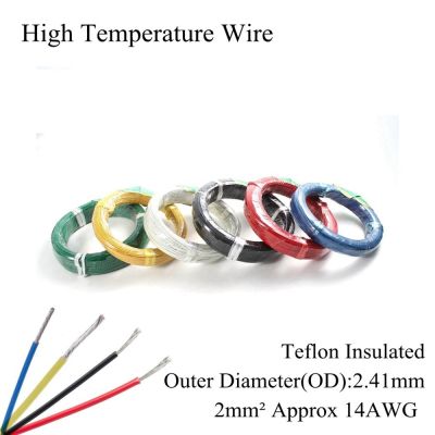 14AWG 2mm² High Temperature Wire PTFE Insulation Resistant Cable Tinned Tin Silver Plated Copper Wrapping Wires 2mm Square 2mm2