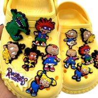 10ชิ้น/เซ็ตการ์ตูนน่ารักรูปไดโนเสาร์สำหรับตกแต่ง Aksesoris Sepatu ครอคเกอร์น่ารัก