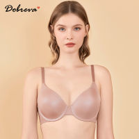 DOBREVA Womens Basic Underwired Plunge Lightly Lined Demi T-shirt Bra