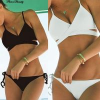 Women Split Bikini Set Pure Color Swimwear y Beach Wear Swim Suit