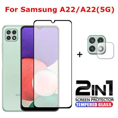 2in1 Screen Protector For Samsung A22 5G 6.6 Tempered Glass Camera Lens Protective Film for samsung a 22 22a a22 4g lens glass