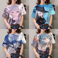 2023ผู้หญิงเสื้อยืดฤดูร้อน3D พิมพ์การ์ตูนนิเมชั่นแบบสบายๆบางแขนสั้นท็อปส์