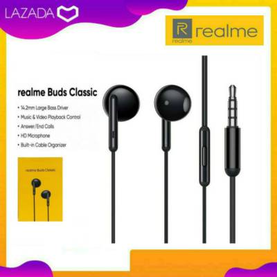 หูฟัง Realme รุ่น  Buds Classic แจ๊ค3.5 หูฟังเสียงดี หูฟังRealme หูฟังเรียวมี คุยสายได้ หูฟังมีไมค์ ใช้งานได้หลายรุ่น 5i 5S C3 C11 C12 C17 C21 C25 6i 3Pro 5Pro 6Pro 7Pro