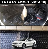 พรมปูพื้นรถยนต์ 6D TOYOTA CAMRY (2012-18) พรม6D QX สวยงาม เข้ารูป เต็มคัน 3ชิ้น